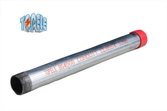 ท่อเหล็กเหล็กกระดาษร้อน BS4568 สายประจําชั้น 4 GI ท่อที่มีคอปเลอร์และหมวกป้องกัน