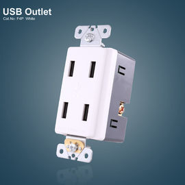 สีขาว 4 ท่าทาง USB GFCI เครื่องรับไฟฟ้า USB Outlet ด้วยแผ่นไร้สกรู